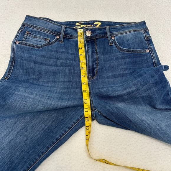 Seven 7 Jeans Women's Madison Straight Distressed Hem Blue Size 10 - Picture 4 of 10